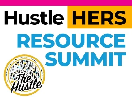Hustle HERS Resource Summit logo with “The Hustle” circular graphic.