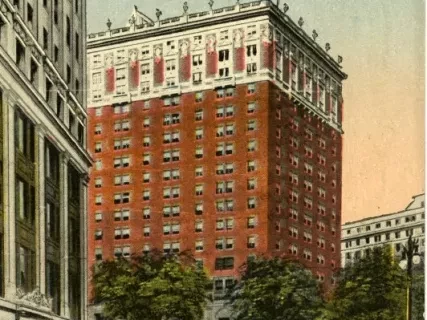 Postcard - Woodward Ave. and Park Blvd. Looking West, Detroit, Mich.