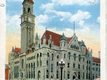 Postcard - Detroit Post Office and Federal Building, Fort Street West, Detroit, Mich.
