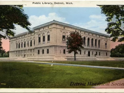 Postcard - Public Library, Detroit, Mich. - Detroit Public Library
