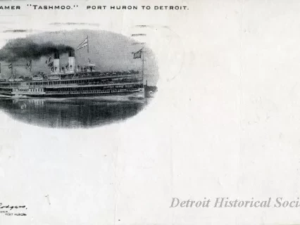 Postcard - Steamer "Tashmoo." Port Huron to Detroit.