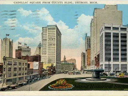 Postcard - Cadillac Square From County Bldg., Detroit, Mich.