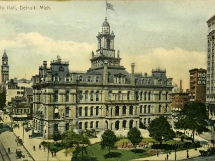 Postcard - City Hall, Detroit, Mich.