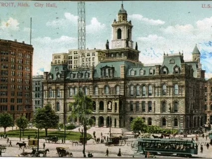 Postcard - Detroit, Mich. City Hall