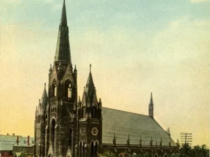 Postcard - Holy Redeemer Church, corner Junction and Dix, Detroit, Mich.