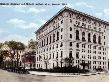 Postcard - Telephone Building and Detroit Athletic Club, Detroit, Mich.