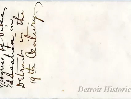 Envelope - Progress of Public Education in Detroit in the 19th Century