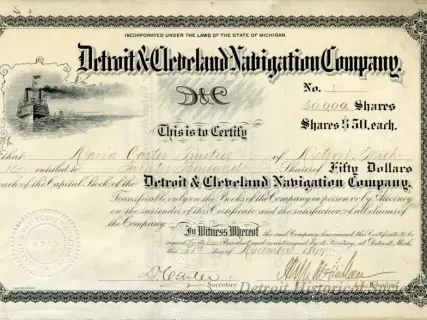Certificate, Stock