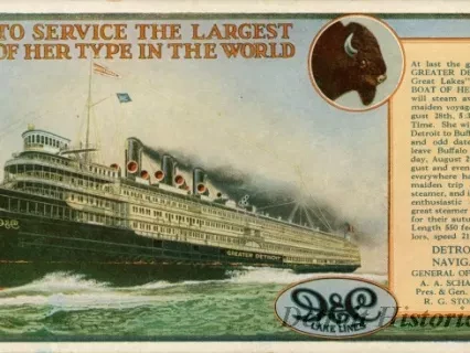 Advertisement - Putting Into Service the Largest Steamboat of her Type in the World