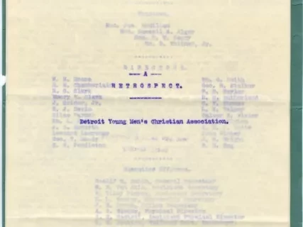 Letter - A Retrospect - Detroit Young Men's Christian Association