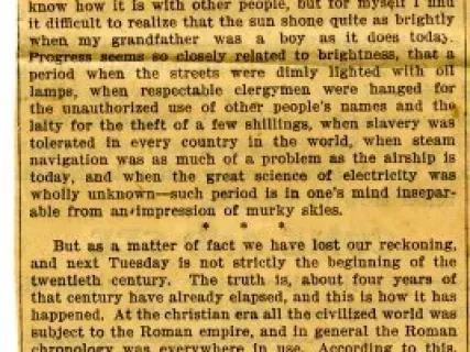 Newspaper - The Twentieth Century - Some Reflections Upon Its Incoming.