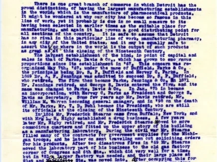 Letter - The Growth of Manufacturing in Detroit During the Nineteenth Century.