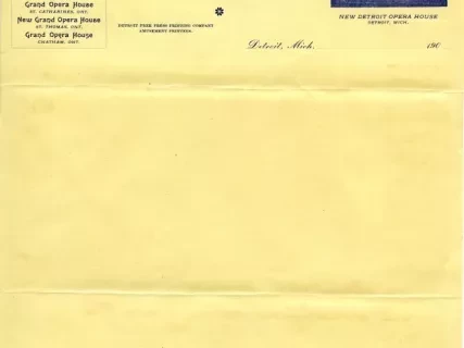 Paper, Letterhead - C. J. Whitney's Circuit
The New Detroit Opera House