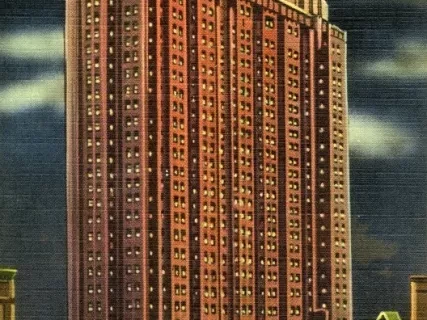 Postcard - Union Trust Building at Night, Detroit, Mich.