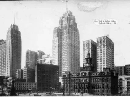 Postcard - City Hall & Office Bldgs., Detroit Mich. 14 - City Hall & Office Bldgs. Detroit, Mich.