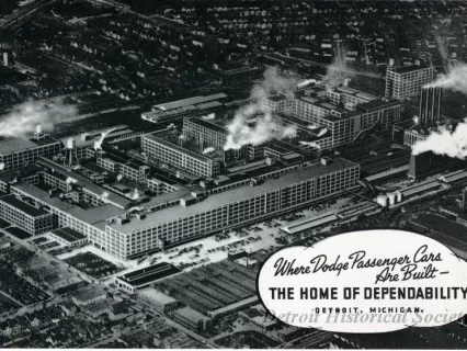 Postcard - Where Dodge Passenger Cars Are Built - The Home of Dependability. Detroit, Michigan.