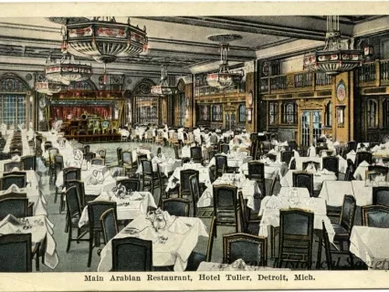 Postcard - Main Arabian Restaurant, Hotel Tuller, Detroit, Mich.