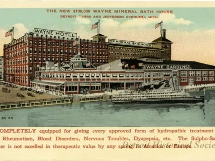 Postcard - The New $100,000 Wayne Mineral Bath House, Detroit (Third and Jefferson Avenues), Mich.