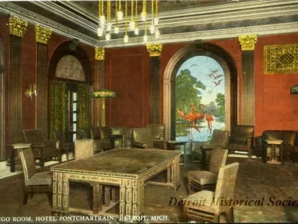 Postcard - Flamingo Room, Hotel Pontchartrain, Detroit, Mich.