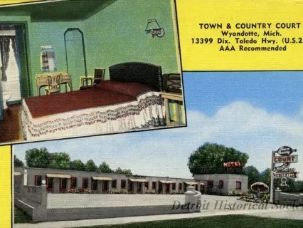 Postcard - Town & Country Court
Wyandotte, Mich., 13399 Dix. Toledo Hwy. (U.S. 25)
AAA Recommended