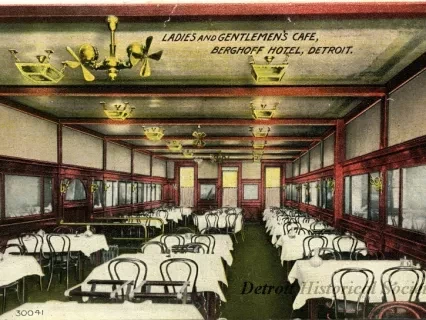 Postcard - Ladies and Gentlemen's Cafe, Berghoff Hotel, Detroit. - Ladies And Gentleman's Cafe, Berghoff Hotel, Detroit