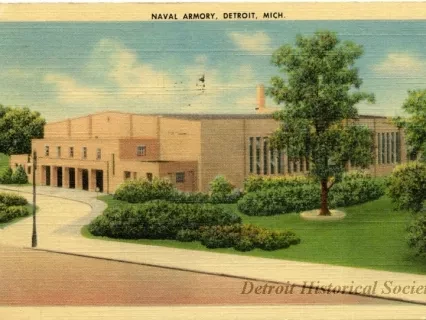 Postcard - Naval Armory, Detroit, Mich.