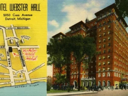 Postcard - Hotel Webster Hall, 5050 Cass Avenue, Detroit, Michigan