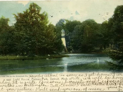 Postcard - Light House, Palmer Park, Detroit, Mich.