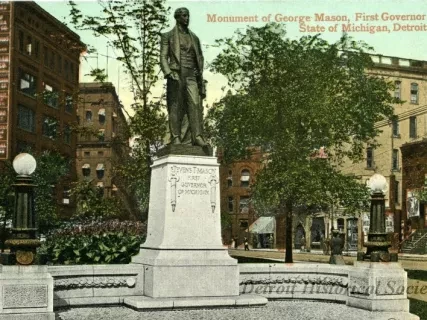 Postcard - Monument of George Mason, First Governor of the State of Michigan, Detroit, Mich.