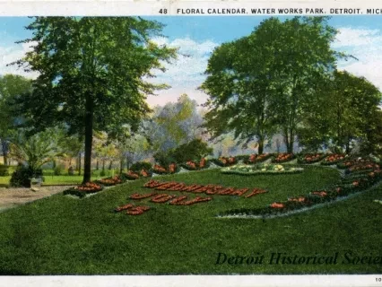 Postcard - Floral Calendar, Water Works Park, Detroit, Mich.