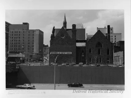 Print, Photographic - Woodward Ave. Baptist Church, South Elevation and view of I-75
