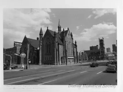 Print, Photographic - Woodward Ave Baptist Church, south-west corner from across Woodward