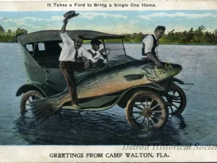 Postcard - It Takes a Ford to Bring a Single One Home.
Greetings from Camp Walton, FLA.