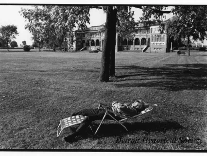 Print, Photographic - Man Sleeping in Front of Casino