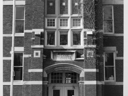 Print, Photographic - Wilson Elementary (1918), Detail of entrance