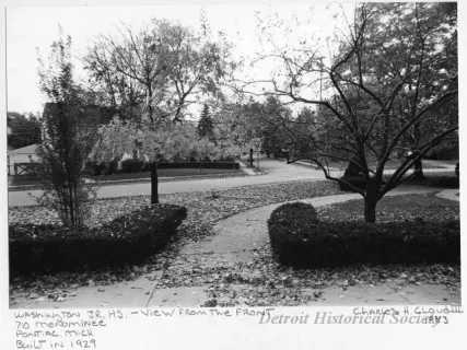 Print, Photographic - Washington Jr. H.S - View From the Front; 710 Menominee, Pontiac, Mich.; Built in 1929