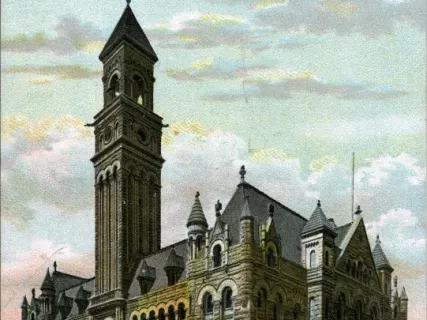 Postcard - Post Office, Detroit.