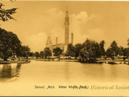 Postcard - Detroit, Mich. Water Works Park.