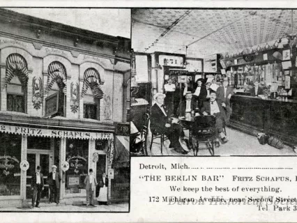 Postcard - Detroit, Mich. "The Berlin Bar"