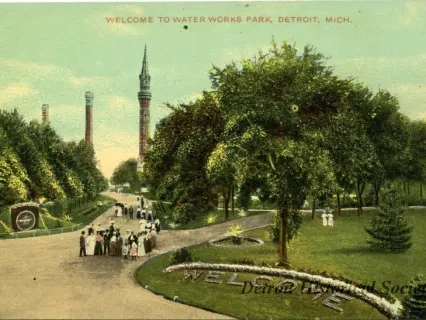 Postcard - Welcome to Water Works Park, Detroit, Mich.