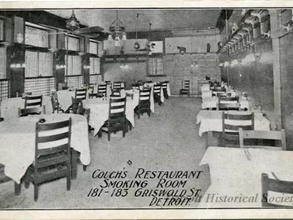 Postcard - Couch's Restaurant, Smoking Room, 181-183 Griswold St. Detroit.