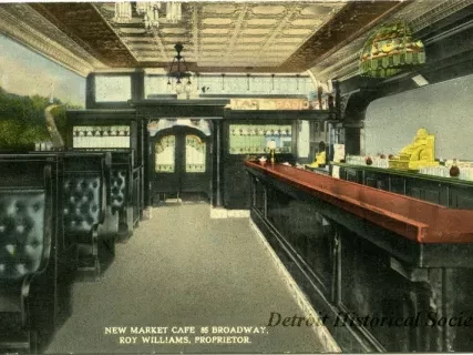 Postcard - New Market Cafe, 85 Broadway, Roy Williams, Proprietor.