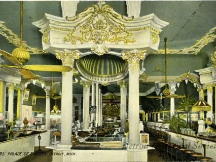 Postcard - Sanders' Palace of Sweets, Detroit, Mich.