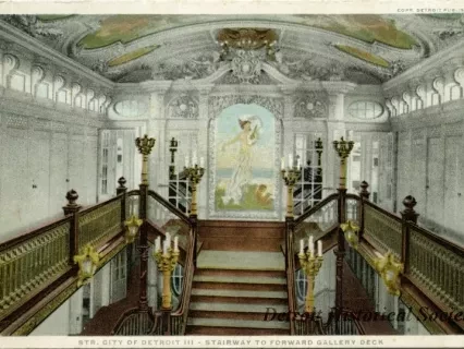 Postcard - Str. City of Detroit III - Stairway to Forward Gallery Deck