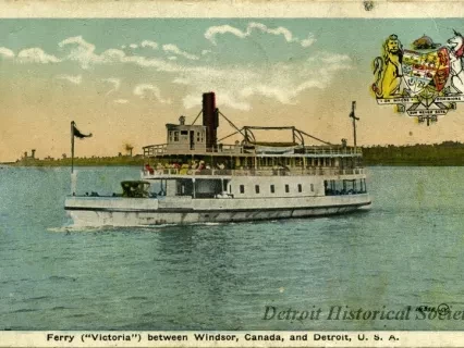 Postcard - Ferry ("Victoria") between Windsor, Canada, and Detroit, U.S.A.