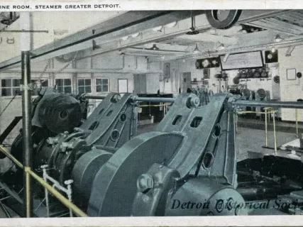 Postcard - Engine Room, Steamer Greater Detroit.