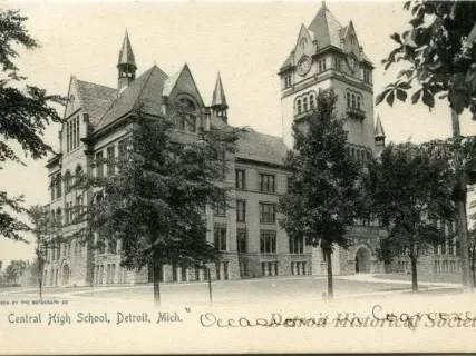 Postcard - Central High School, Detroit, Mich.