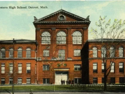 Postcard - Western High School, Detroit, Mich