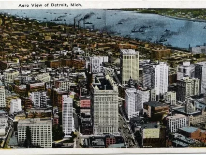 Postcard - Aero View of Detroit, Mich.