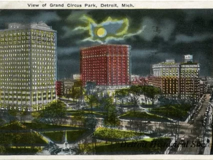Postcard - View of Grand Circus Park, Detroit, Mich.